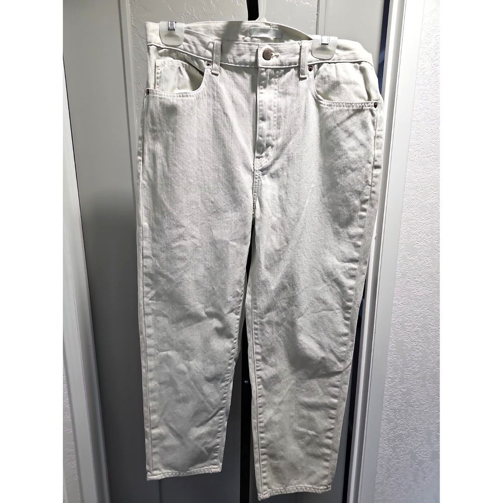 Uniqlo Relaxed Tapered Jeans W30 Off White Ivory 100% Cotton